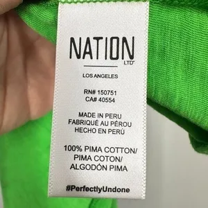 Nation LTD Bright Green Gabby Smocked‎ Midi 100% Pima Cotton Casual Tank Dress L thumbnail 3