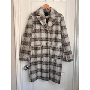 Nasty‎ Gal Collection Brushed Wool Look Plaid Checked Overcoat Trench US 2 NYC thumbnail 4