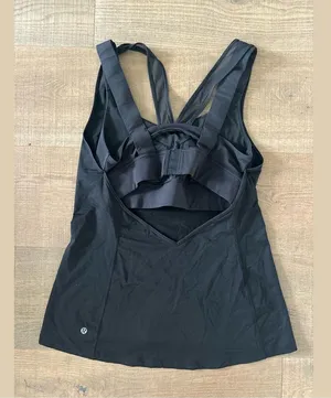 lululemon black sheer strap bra tank top thumbnail 2