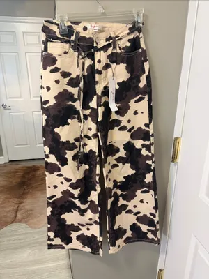 $99 NWT VIGOSS cow print baggy wide leg western jeans 5/27 thumbnail 5