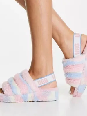 UGG Fluff Yeah Slide Cali Collage "Cotton Candy" color-way preloved- flaws thumbnail 1