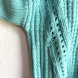 Sundance Womens Sweater Blue Green Chunky Knit Short Sleeve V Neck Size Small thumbnail 6