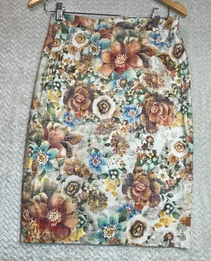 Zara Women's Floral Straight Cotton Blend Vintage-style‎ Skirt Size Small thumbnail 1