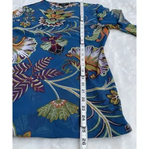 Petit Pois Viviana G Mesh Top Size L Sheer Exotic Flowers Peacock Artsy Boho thumbnail 14