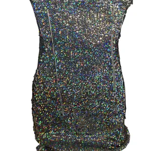 PrettyLittleThing Rhinestone Bodycon Mini Dress Black Sparkly Size 4 thumbnail 3