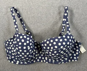 Aerie Women's 38DD Navy Blue Polka Dot Lightly Lined Underwire Bikini Swim Top thumbnail 1