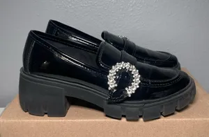 Steve Madden Black Patent Embellished Loafers thumbnail 2