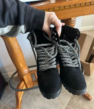 Black Suede Lace-Up Combat Boots with Two-Tone Laces Genny Steve Madden thumbnail 1