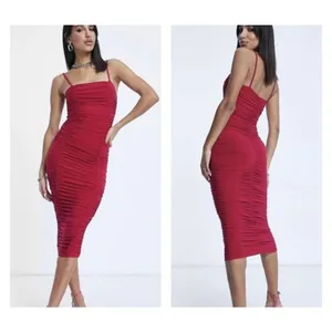 Club L London ruched bodycon blush pink mini dress thumbnail 3