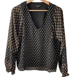 Madewell Sheer Sleeve Top in Brushstroke Paisley Mix M thumbnail 5