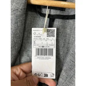 MNG Mango Linen Double Breasted Blazer Minimalist Coastal Chic Black White S New thumbnail 5