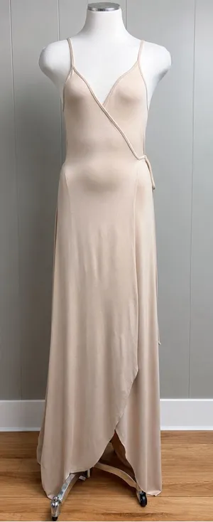 Clayton NWT Dita Wrap Maxi Dress XS Nude Beige Made USA thumbnail 1