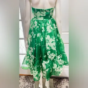 Selkie Strapless Green Floral Midi Dress Size X-Small Retail $325 P-48 thumbnail 11