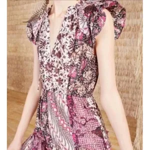 Ulla Johnson Asis Midi Dress Cotton Silk Batik Floral Tiered Purple Fuchsia 0 thumbnail 15