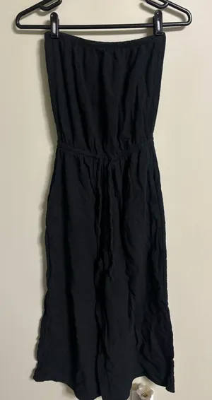 Aerie Strapless Jumpsuit Romper Cotton Gauze Black Size XXS Wide Leg Resort thumbnail 1