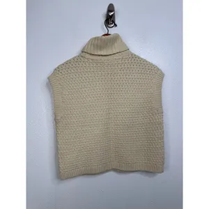 Madewell Womens Cream Honeycomb Stitch‎ Turtleneck Sweater Vest N0008 Small thumbnail 2