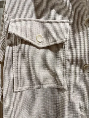 Ashley Utility Collection Beige Corduroy Button-Up Shirt Jacket, Size M thumbnail 2