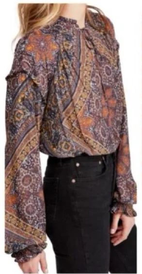 Free People Little Runaway Medallion Print Top Size M thumbnail 1