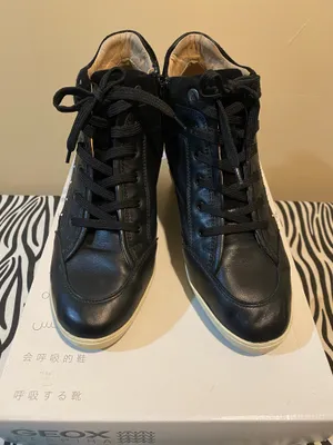 Black Leather Geox Wedge Sneakers 9 thumbnail 9