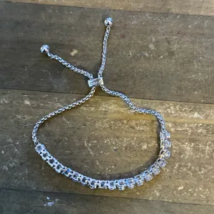 Silver tone rhinestone tennis bolo bracelet thumbnail 5