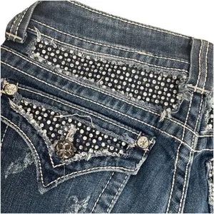 Miss Me Womens Straight‎ Leg Embellished Rhinestone Denim Distressed Jeans Sz 29 thumbnail 11