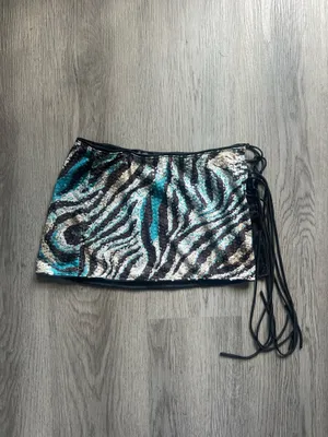 Shein Turquoise Zebra Print Mini Skirt XS thumbnail 2