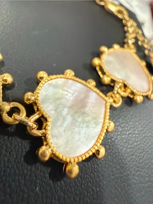 Tory Burch | Gold Plated Mother-of-Pearl Heart Link Bracelet thumbnail 3