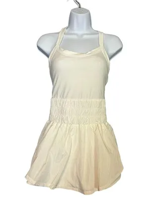 Free People Way Home Skortsie White SMALL Tennis Wide Leg Athleisure Sporty thumbnail 4