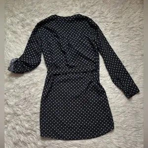 Express Black and White Polka Dot Long-Sleeve Mini Dress Size S/P thumbnail 3