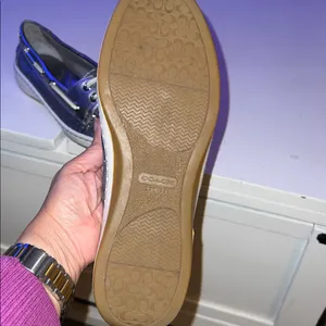 Coach Richelle boat shoes in a metallic silver glitter finish size 8B, new years thumbnail 9