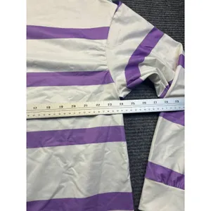 Purple‎ White Striped Colorblock Long Sleeve Crewneck Top Oversized Womens 3XL thumbnail 5