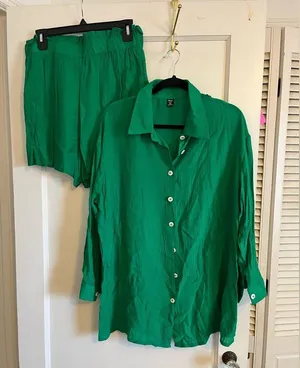 SheIn Green gauze shorts set thumbnail 3