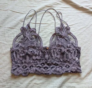 Free People Adella Lace Bralette XSmall Grey/Purple thumbnail 1
