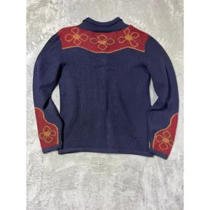 Bolivian Handknits Alpaca Wool Cardigan Small Floral Handmade Sweater thumbnail 6