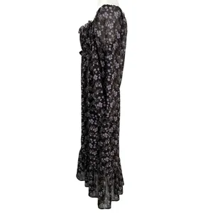 143 Story By Line Up Sz M Floral Maxi Brown Lavendor Front Slit Dress thumbnail 12