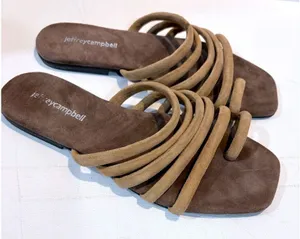 Jeffrey Campbell Suede Tubular Multi Strap Slide Sandals Womens Size 8 EU 39‎ thumbnail 1