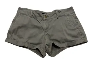 Forever 21 Olive Khaki Chino Shorts L Cuffed Preppy Utility thumbnail 1