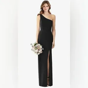 Thread One-Shoulder Crepe‎ Trumpet Gown Size 10 thumbnail 4