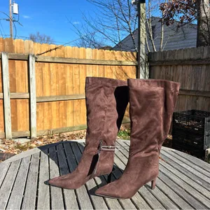 A new‎ day womans Boots Brown faux suede size 9.5 wide knee high winter fall nwt thumbnail 5
