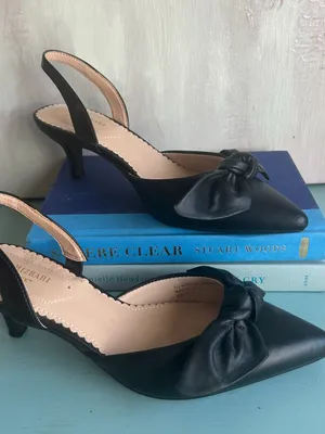 Isaac Mizrahi New York Bow Slingback Kitten Heels Black Size 7 thumbnail 2