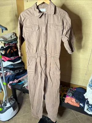 Free People We The Free Sammie Utility Denim Jumpsuit Coverall NWOT Brown Small thumbnail 3