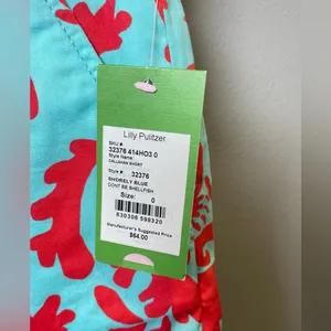 Lilly Pulitzer‎ NEW Don’t be Shellfish Callahan Aqua Coral Turtle Shorts Size 0 thumbnail 4