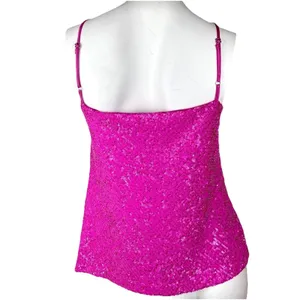 Generation Love Women’s Size M Soft Cami Top Sequin Hot Pink Barbie Coquette Fairy Cowl Neck thumbnail 2
