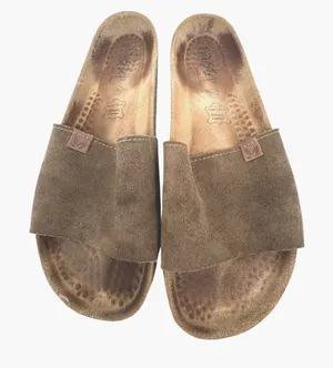 BioStep Slide Sandals Women 9.5 Brown Suede Leather Cork Footbed Bohemian Casual thumbnail 1
