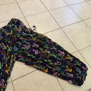Anthropologie Tiered Balloon Pants Sheer Colorful Crane Drawstring Boho Small thumbnail 3