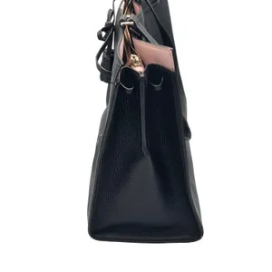 Kate Spade New York Black Leather Satchel Tote Bag Tassel Bow Medium Pink READ** thumbnail 4