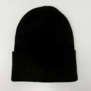 Abercrombie & Fitch Logo Patch Knit Beanie Hat Black Ribbed Women One Size thumbnail 3