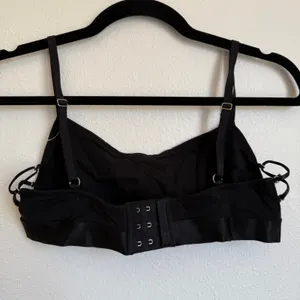 NEW AERIE Sz L Square Neck Strappy‎ Lace Up Unlined Adjustable Bra in Black thumbnail 2