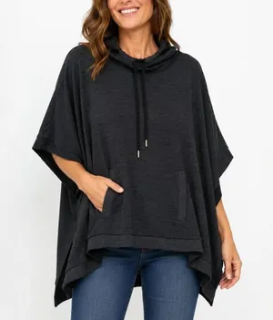 Athleta Blissful Poncho Hoodie Pullover S/M Gray Athleisure Lounge Casual Lagen thumbnail 1