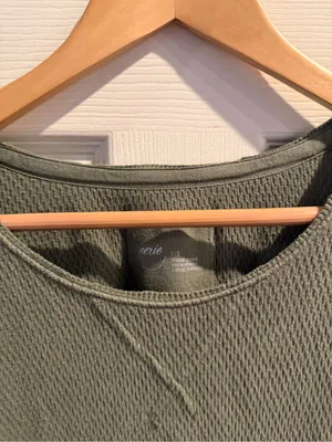 aerie Olive Green Waffle Knit Top thumbnail 2
